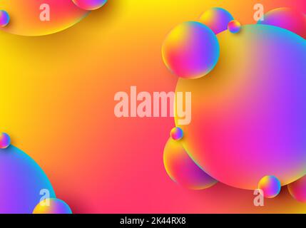 3D circles shapes vibrant colors overlapping layered on colorful background. Abstract geometric sphere elements bright colors. Vector illustration Stock Vector