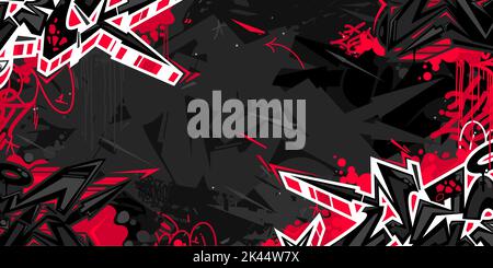 Dark Black Abstract Flat Urban Street Art Graffiti Style Vector Illustration Template Background Art Stock Vector
