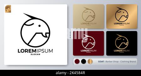 Head goat vector illustration Logo design. Blank name for insert your Branding. Designed with examples for all kinds of applications. You can used for Stock Vector