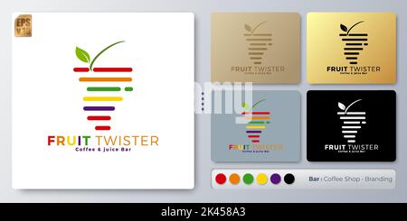 FRUIT twister vector illustration Logo minimal design. Blank name for insert your Branding. Designed with examples for all kinds of applications. You Stock Vector