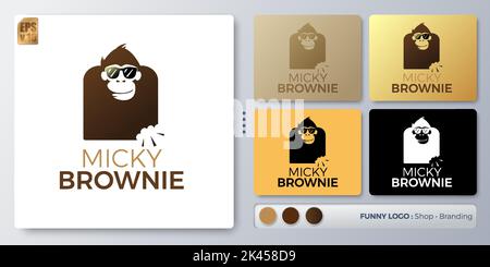 Chimpanzee brownie vector illustration Logo minimal design. Blank name for insert your Branding. Designed with examples for all kinds of applications. Stock Vector
