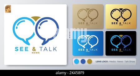 Vision and bubble speech vector minimal Logo design. Blank name for insert your Branding. Designed with examples for all kinds of applications. Used f Stock Vector