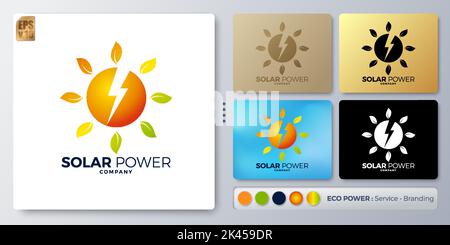 Solar power vector illustration Logo minimal design. Blank name for insert your Branding. Designed with examples for all kinds of applications. You ca Stock Vector
