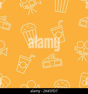Cinema seamless pattern with icons Stock Vector