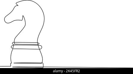 Continuous one line drawing of chess piece horse. Vector illustration Stock Vector