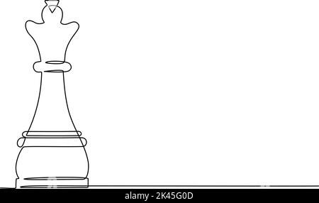 Continuous One Line Drawing Of Chess Pieces Minimalist Design