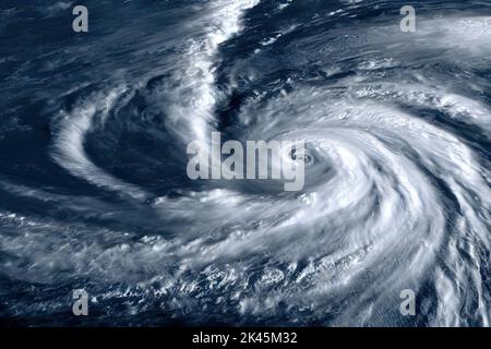 Satellite image of the Ian hurricane also called tornado or typhoon in Florida state of United States seen from satellite view. Natural disasters in Stock Photo