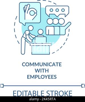 Building relationships with employees blue concept icon Stock Vector