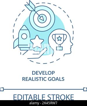 Realistic goals setting blue concept icon Stock Vector