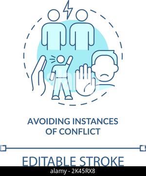 Conflict avoidance at workplace blue concept icon Stock Vector