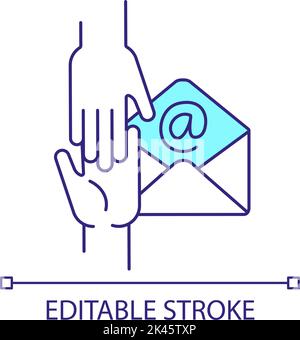 Reaching customers by emailing RGB color icon Stock Vector