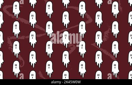 Seamless pattern with ghosts. Wallpaper with scary ghostly monsters. Repeat print background. The Halloween pattern design.  Stock Vector