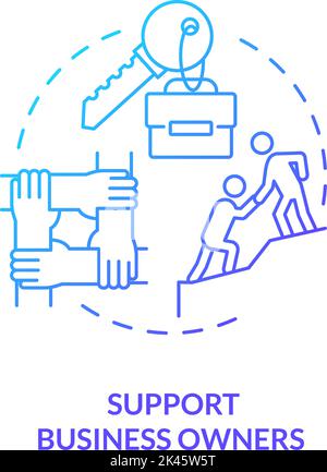 Assistance business owners blue gradient concept icon Stock Vector