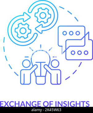 Exchange of insights blue gradient concept icon Stock Vector