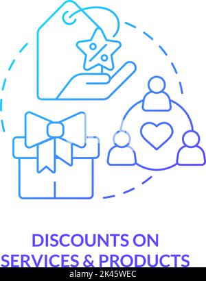 Discounts on services and products blue gradient concept icon Stock Vector