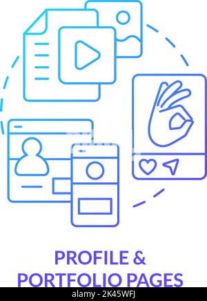 Profile and portfolio pages blue gradient concept icon Stock Vector