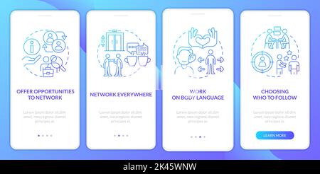 Improve networking skills blue gradient onboarding mobile app screen Stock Vector