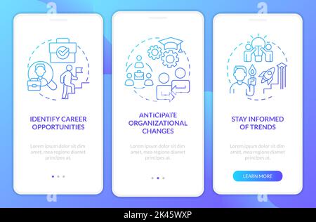 Business networking opportunities blue gradient onboarding mobile app screen Stock Vector