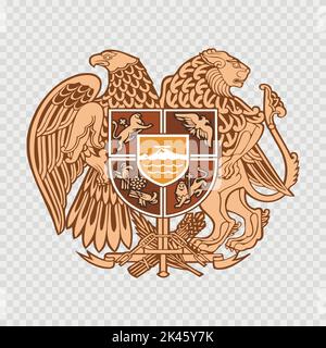 Coat or arms of Armenia. Armenian national symbol in official colors. Template icon. Abstract vector illustration Stock Vector