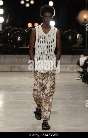 Paris, France. 29th Sep, 2022. Model Craig Shimirimana walks on the runway at the Isabel Marant fashion show during the Spring Summer 2023 Collections Fashion Show at Paris Fashion Week in Paris, France on September 29, 2022. (Photo by Jonas Gustavsson/Sipa USA) Credit: Sipa USA/Alamy Live News Stock Photo