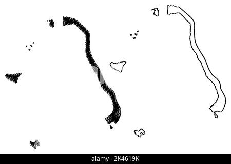 Maupihaa island (France, French Republic, Pacific Ocean, Society Islands Archipelago, French Polynesia) map vector illustration, scribble sketch Mopel Stock Vector