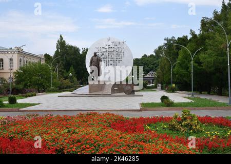 Bishkek, Kyrgyzstan -  Sept 11, 2022: Monument to Bishkek Baatyr - mythical founder of the city Bishkek. Innagurated in 2021 Stock Photo