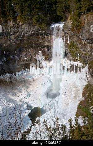 Brandywine Falls Winter Ice and Snow. Spectacular Brandywine Falls in winter near Whistler, British Columbia, Canada. Stock Photo