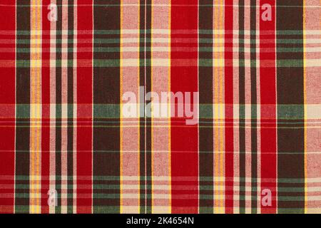 Colored chequered fabric in a close up view Stock Photo