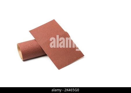 Two sheets of sand papers isolated on a white background Stock Photo
