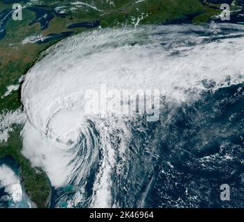 Washington, United States. 30th Sep, 2022. Hurricane Ian is seen in this NOAA satellite image taken at 7:20 Eastern Time on Friday, September 30, 2022. The National Hurricane Center warned of a 'life-threatening storm surge' along the coast of Georgia, North Carolina and South Carolina on Friday as a reconstituted Hurricane Ian strikes land again from the Atlantic Ocean. Photo by NOAA/UPI Credit: UPI/Alamy Live News Stock Photo