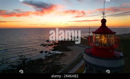 lighthouse in Leca da Palmeira, Matosinhos. Stock Photo