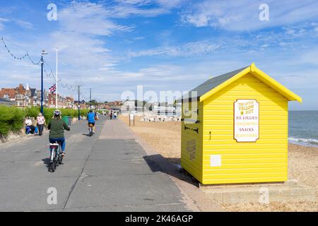 The Little Yellow Hut ice cream kiosk on Felixstowe Promenade Felixstowe Suffolk England UK GB Europe Stock Photo