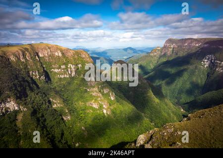 Canyon Boa vista and waterfall, dramatic landscape in Southern Brazil Stock Photo
