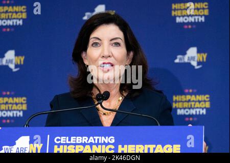 September 30, 2022, New York City, New York, United States: New York State Governor KATHY HOCHUL (D) speaking at a Hispanic Heritage Month breakfast reception at El Museo del Barrio in New York City. (Credit Image: © Michael Brochstein/ZUMA Press Wire) Stock Photo