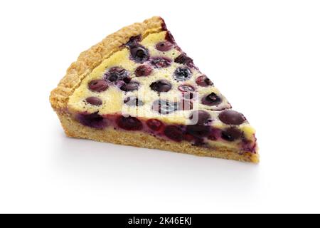 a slice of Finnish blueberry pie ( mustikkapiirakka ) isolated on white background Stock Photo