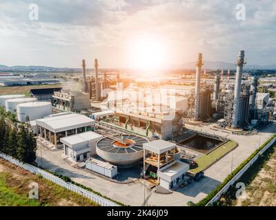 Top view Industrial zone,The equipment of oil refining,Close-up of industrial pipelines of an oil-refinery plant,Detail of oil pipeline with valves in Stock Photo