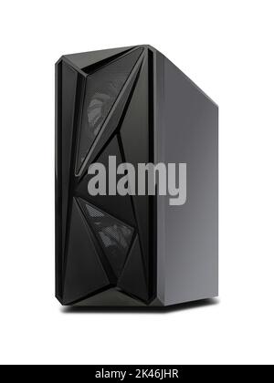 Desktop computer system unit isolated on white. Stock Photo