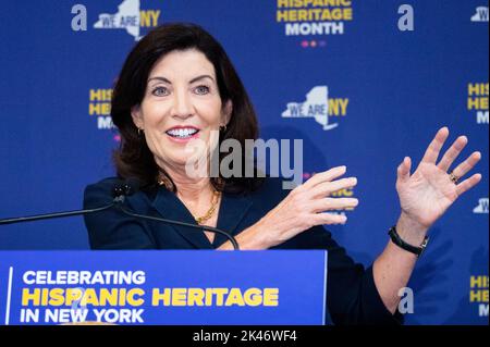New York City, USA. 30th Sep, 2022. New York State Governor Kathy Hochul (D) speaking at a Hispanic Heritage Month breakfast reception at El Museo del Barrio in New York City. Credit: SOPA Images Limited/Alamy Live News Stock Photo