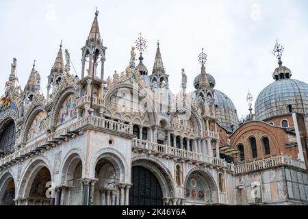 The exterior fascade of Saint Mark's Basilica in Venice, Italy Stock Photo