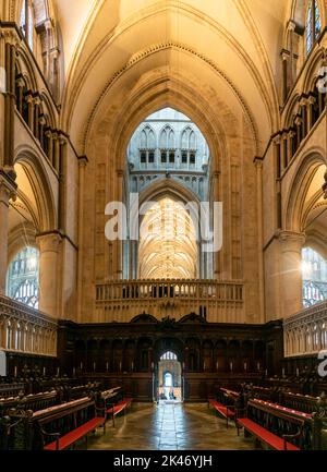 Canterbury, United Kingdom - 10 September, 2022: view of the Quire and the Crossing inside the Canterbury Cathedral Stock Photo