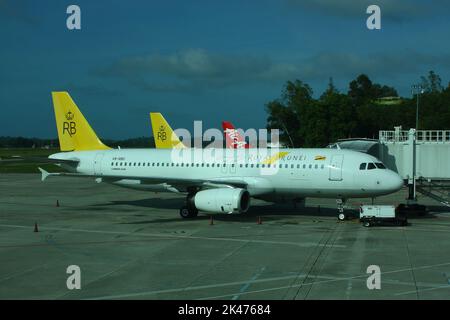 Royal Brunei Airlines Airbus A320 Reg. V8-RBU standing on the ground Stock Photo