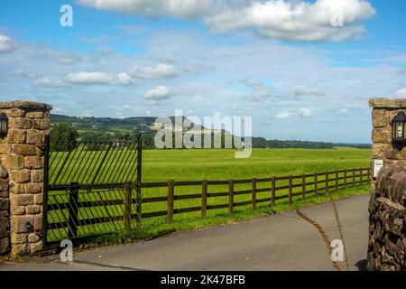 View over the Staffordshire countryside and farmland towards Bosley cloud or Cloud end from Rushton Spencer Stock Photo