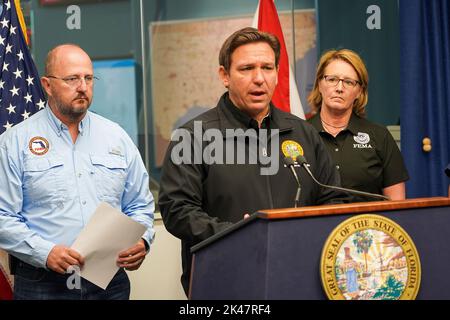 Tallahassee, USA. 30th Sep, 2022. FDEM Director Kevin Guthrie briefing ...