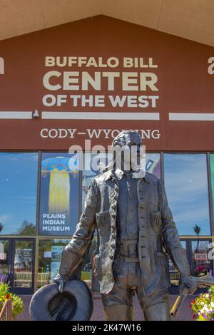 CODY, WYOMING - September 19, 2022:  Statue of Buffalo Bill at The Buffalo Bill Center of the West Museum in Cody, Wyoming Stock Photo