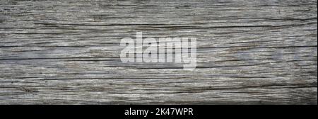 Wood barn plank background, old rough wooden board, top view. Weathered dirty timber with cracks and grain. Vintage rustic gray wood. Template, textur Stock Photo
