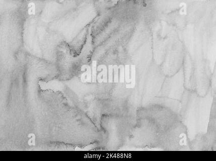 Watercolor light gray background texture. Aquarelle monochrome backdrop. Stains on paper. Stock Photo