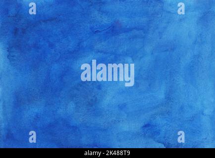 Watercolor sky blue background texture hand painted. Cerulean stains on paper. Stock Photo