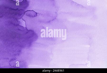 Watercolor violet ombre background texture. Stains on paper. Aquarelle purple gradient backdrop. Stock Photo