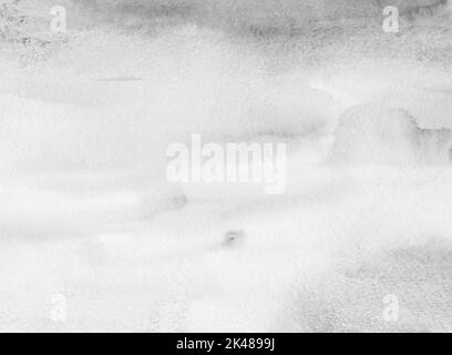 Watercolor light gray and white textured background. Monochrome stains on paper. Stock Photo