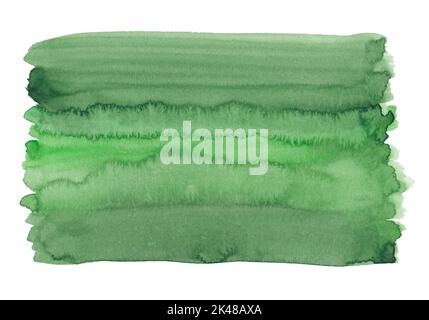 Abstract green watercolor spot on white background. Watercolour blot with space for text. Hand painted isolated illustration with copy space. Stock Photo